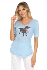 S/S V-Neck Top - American Dog - CARINE