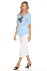 S/S V-Neck Top - American Dog - CARINE