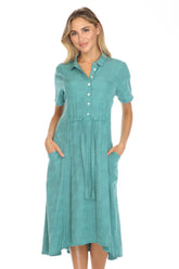 Butterfly Texture Drawstring Dress - CARINE