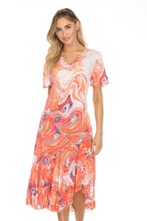 Vivian Dress - Tangerine Swirl - CARINE