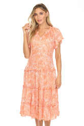 Tiana Dress - Tangerine Palm - CARINE