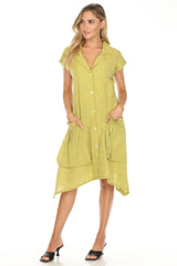 Textured Pocket Shirt Dress - CARINE