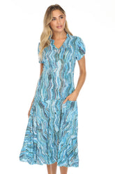 Harper Dress - Aqua Strata - CARINE