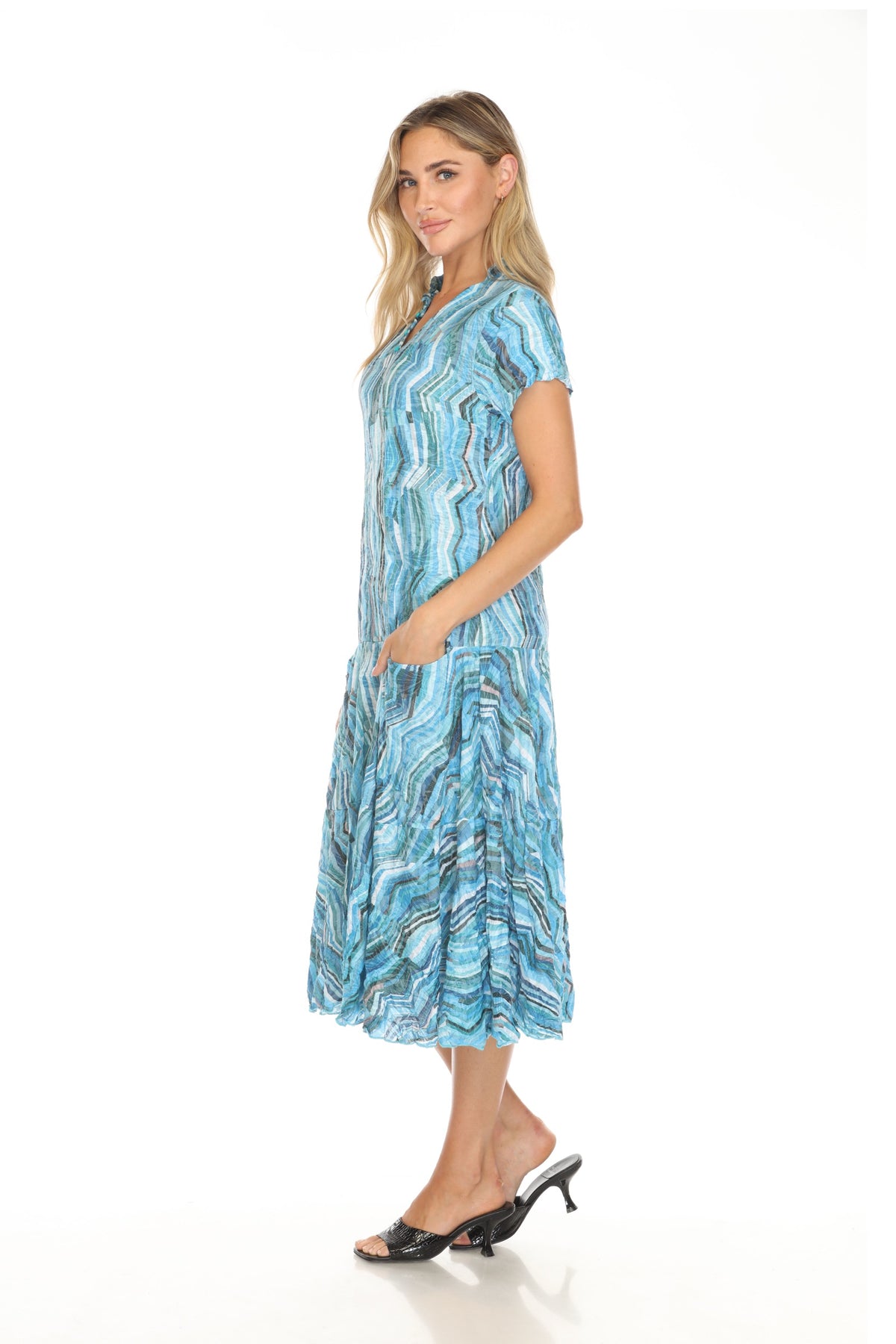 Harper Dress - Aqua Strata - CARINE