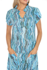 Harper Dress - Aqua Strata - CARINE