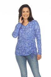 Carlie Top L/S - Blue Shapes - CARINE
