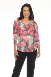 V-Neck Top - Fall Fuchsia - CARINE