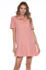 Textured Short-Sleeve Shirt Dress - CARINE