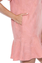 Textured Short-Sleeve Shirt Dress - CARINE