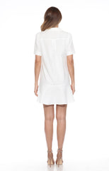 Textured Short-Sleeve Shirt Dress - CARINE