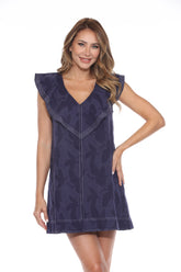 Textured Flounce Neck Dress - CARINE