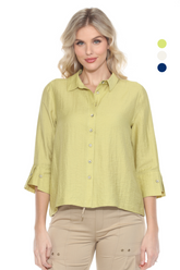 Linen Blend Collared Blouse - CARINE