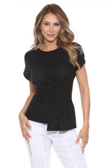 Banded Waist Peplum Tee - CARINE