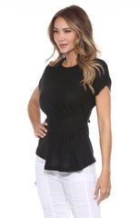 Banded Waist Peplum Tee - CARINE
