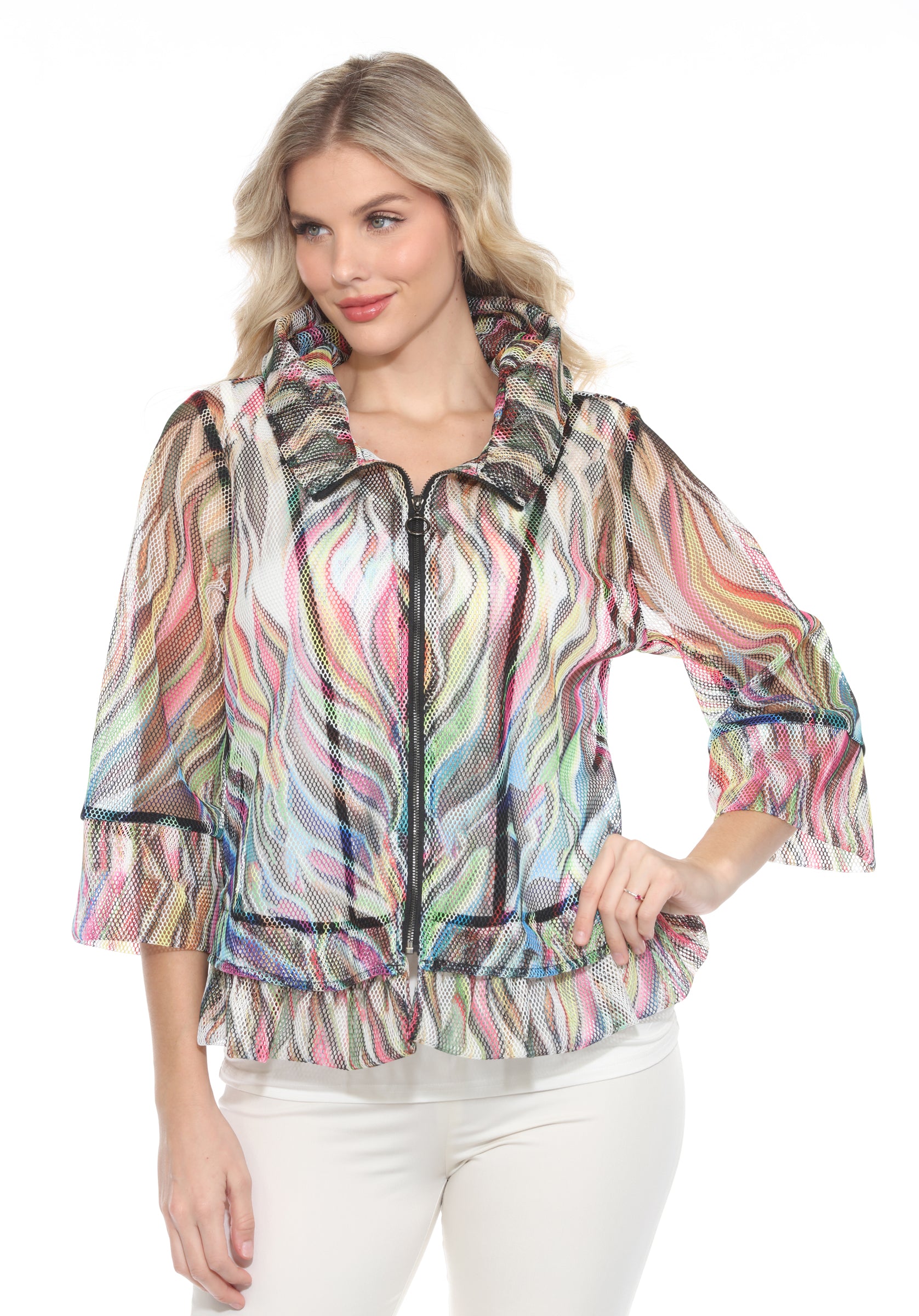 Mesh Zip Jacket - Enchanted Flames - CARINE