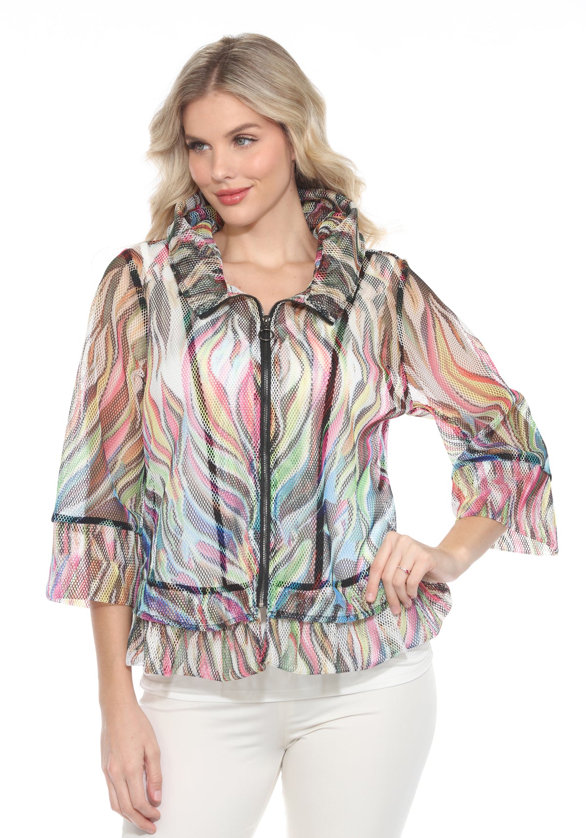 Mesh Zip Jacket - Enchanted Flames - CARINE