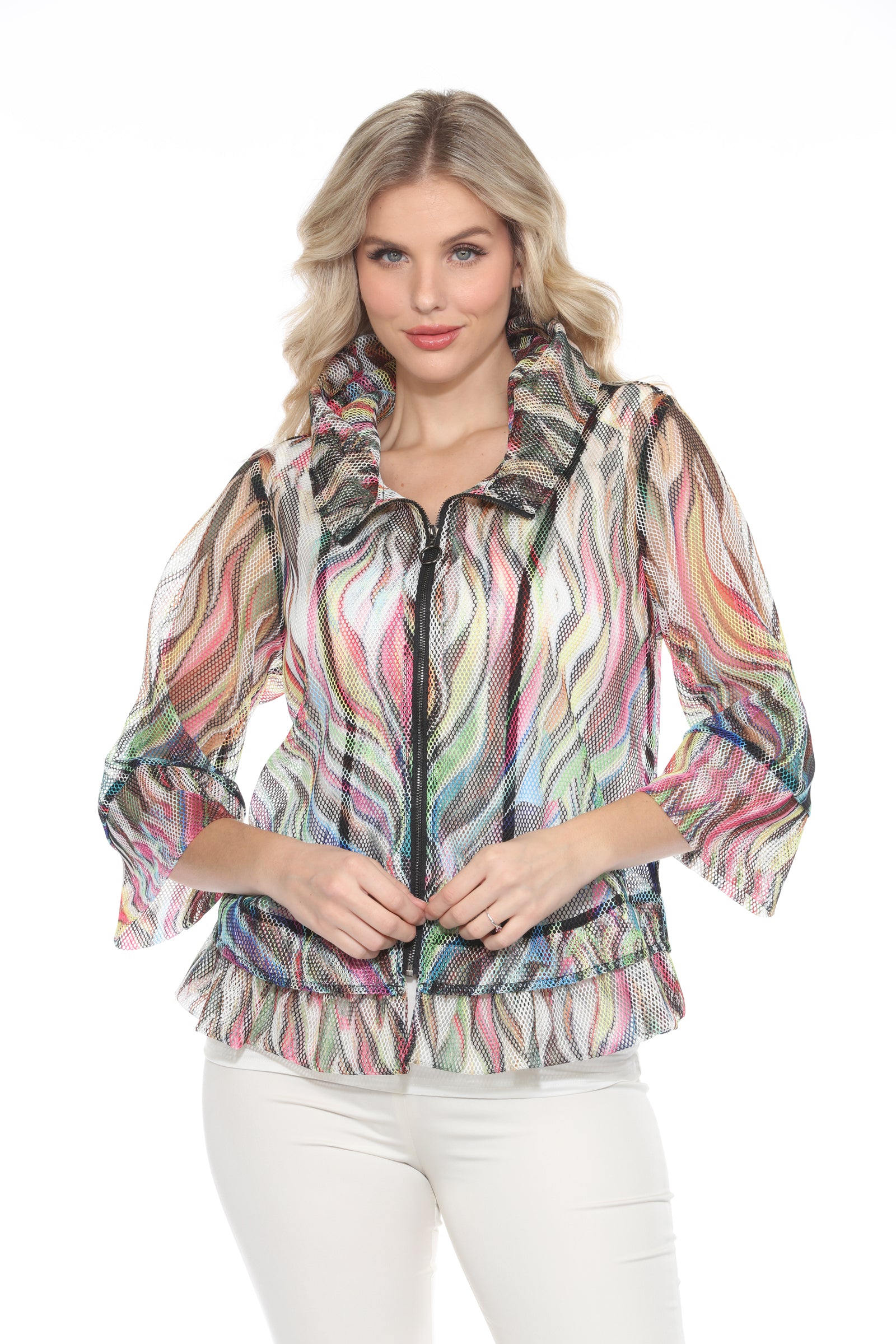 Mesh Zip Jacket - Enchanted Flames - CARINE