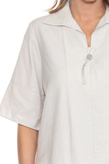Ornament Collared Tencel Blouse - CARINE