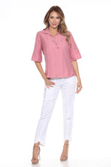 Ornament Collared Tencel Blouse - CARINE