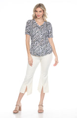 S/S V-Neck Top - Rustic Stripes - CARINE