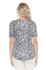 S/S V-Neck Top - Rustic Stripes - CARINE