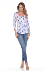 V-Neck Top - Liberty Sails - CARINE