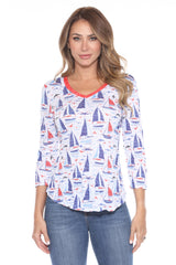 V-Neck Top - Liberty Sails - CARINE