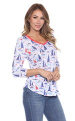 V-Neck Top - Liberty Sails - CARINE