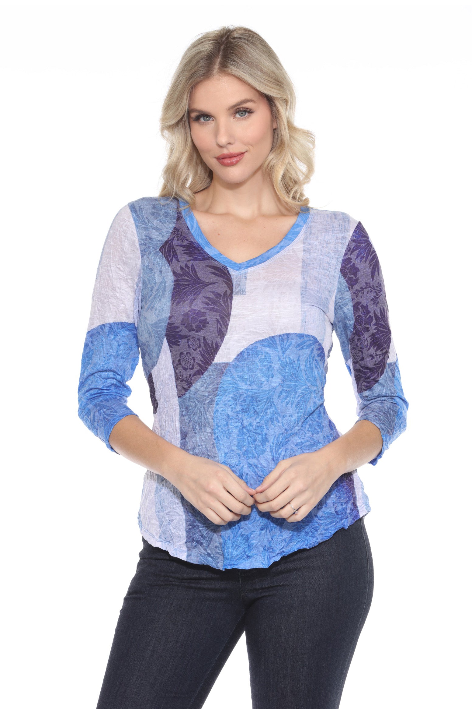 V-Neck Top - Sapphire Veil - CARINE