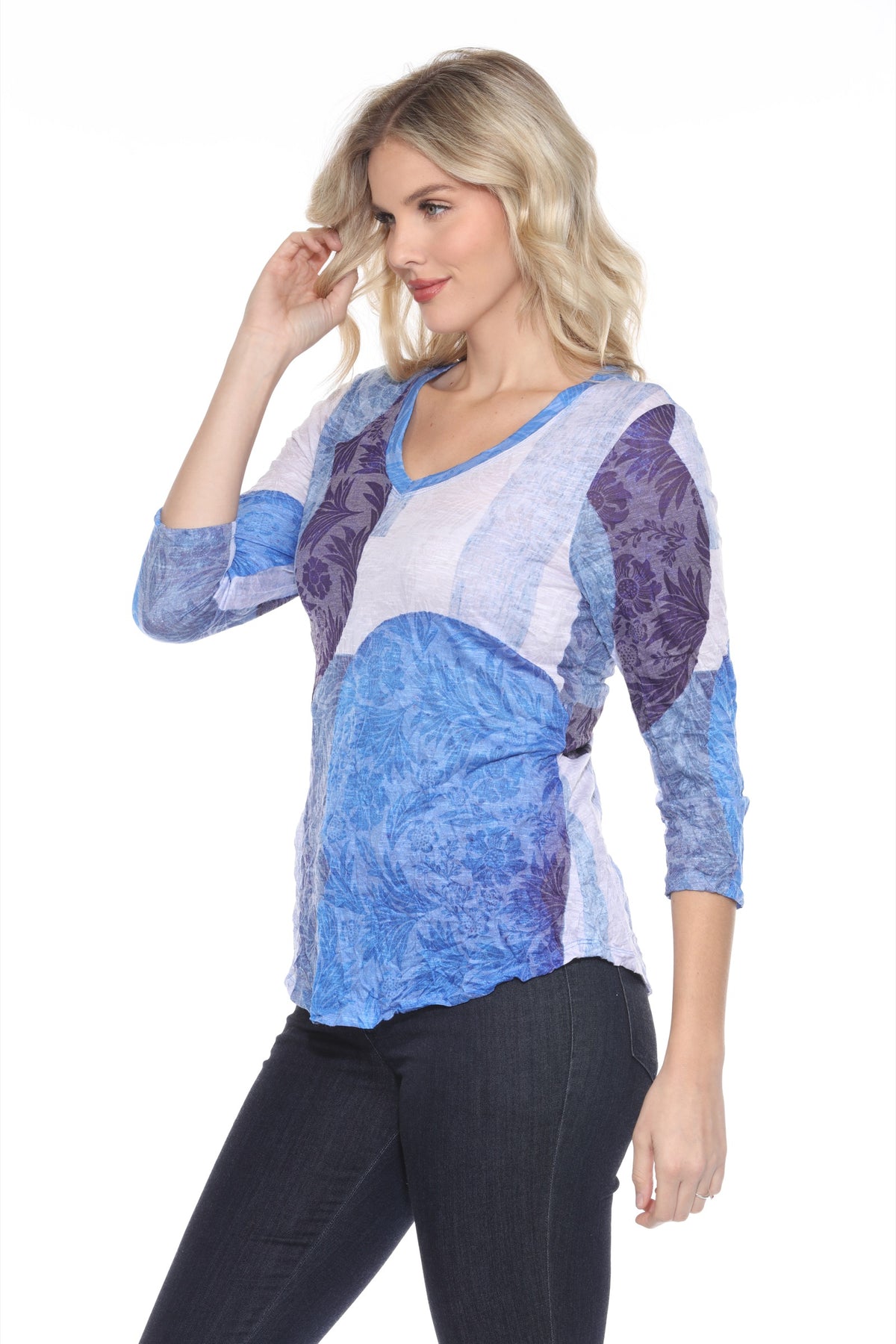 V-Neck Top - Sapphire Veil - CARINE