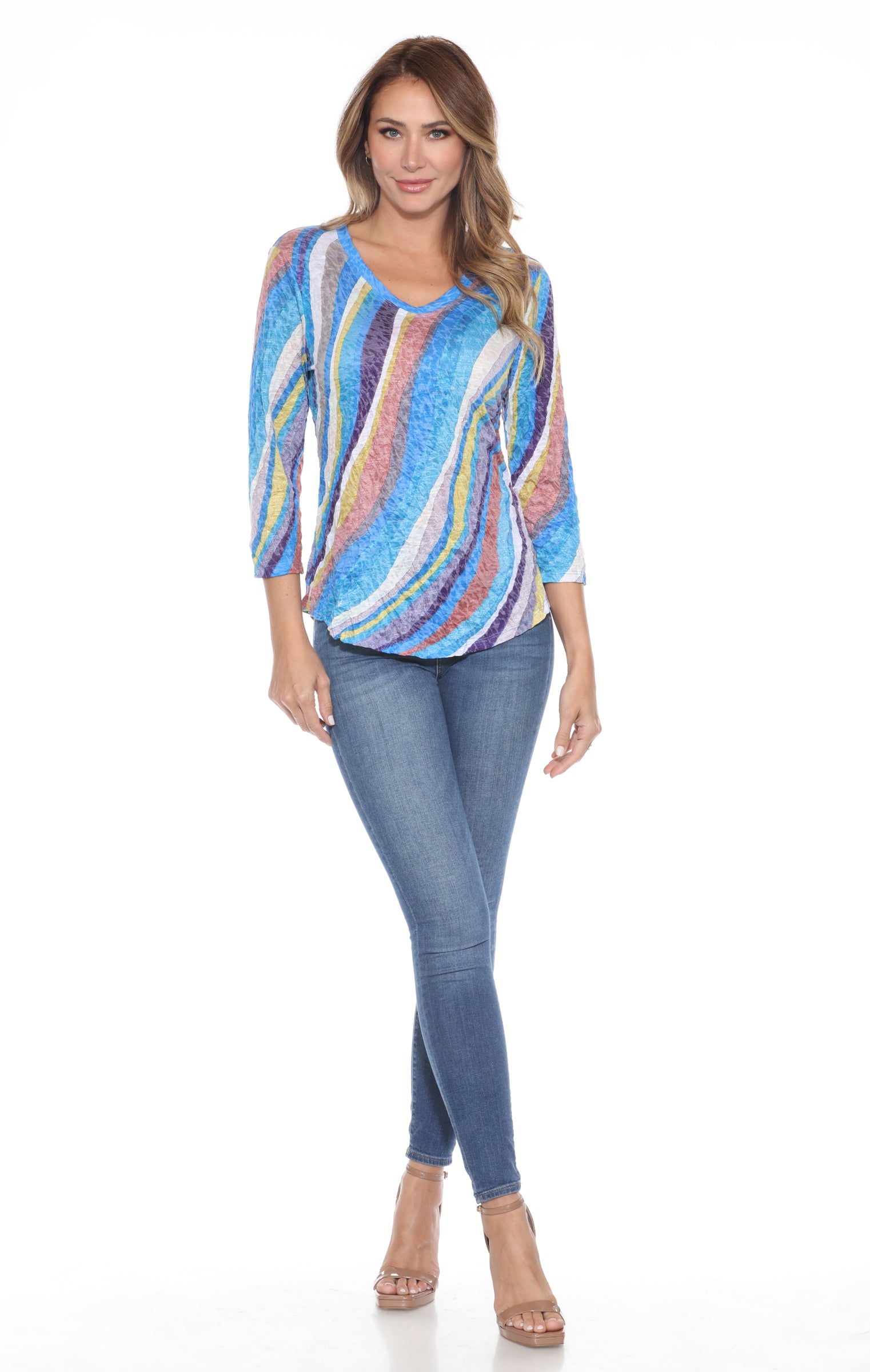 V-Neck Top - Retro Cascade - CARINE