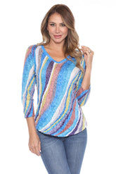 V-Neck Top - Retro Cascade - CARINE