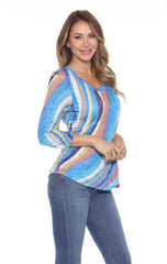 V-Neck Top - Retro Cascade - CARINE