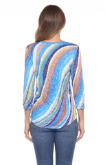 V-Neck Top - Retro Cascade - CARINE