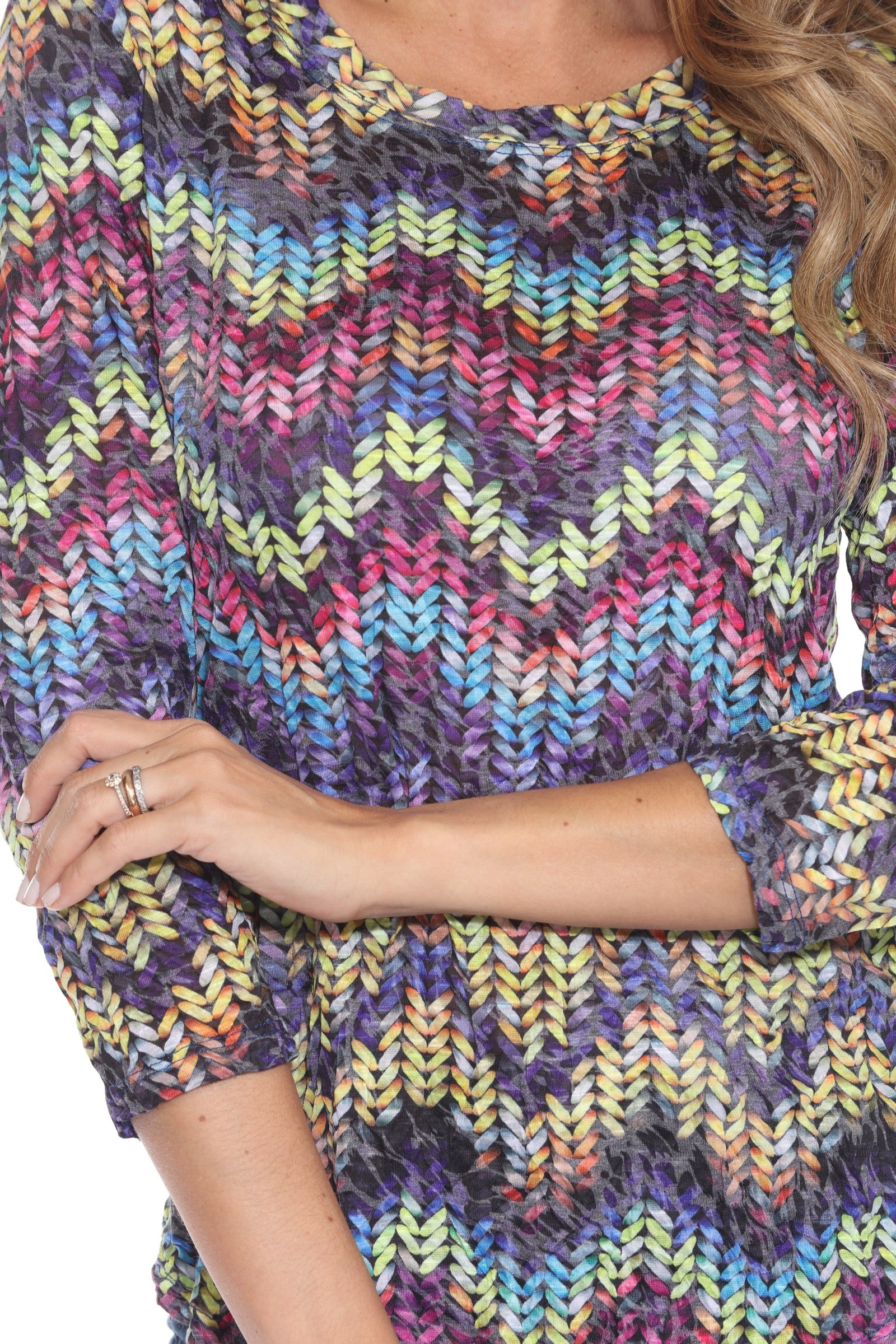 Round-Neck Top - Glitter Weave - CARINE