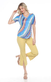 S/S V-Neck Top - Retro Cascade - CARINE