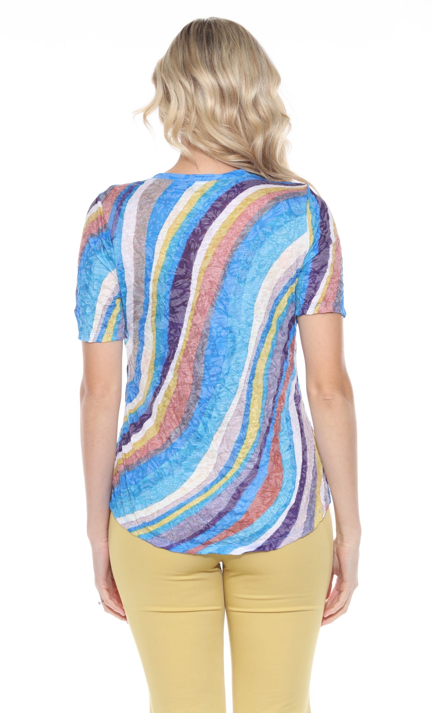 S/S V-Neck Top - Retro Cascade - CARINE