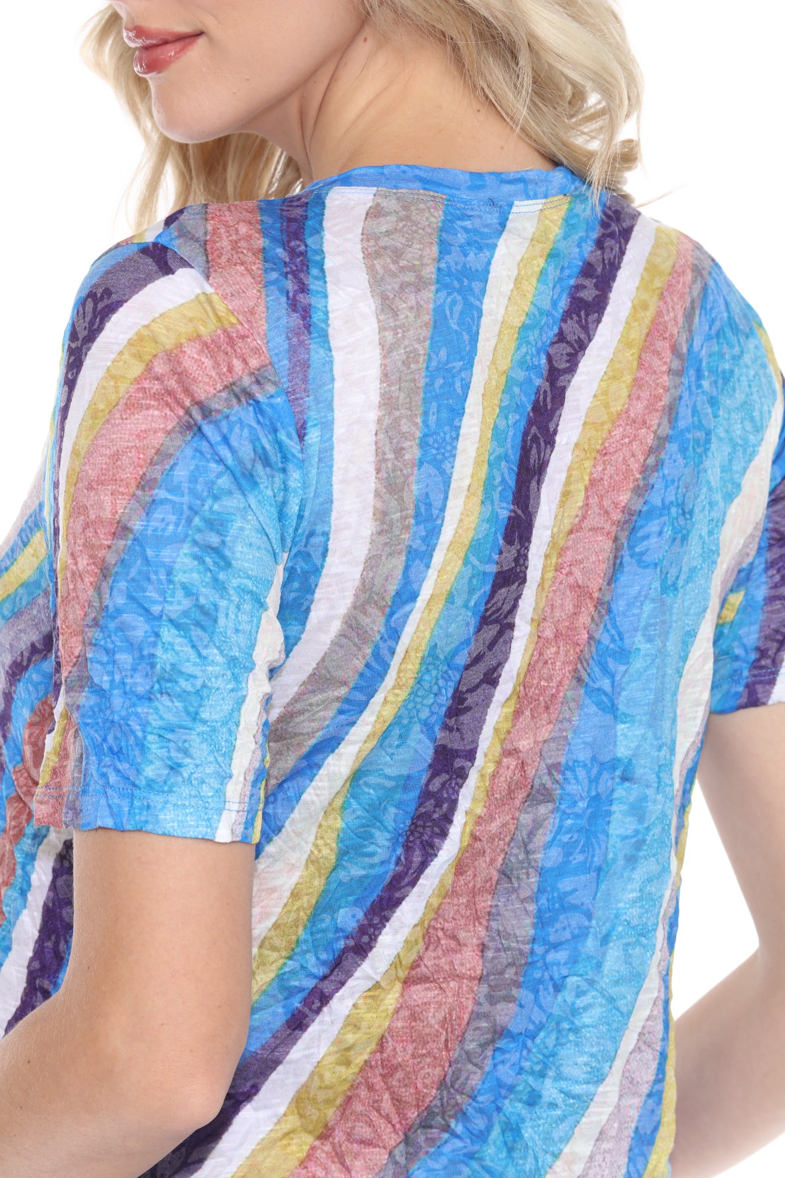 S/S V-Neck Top - Retro Cascade - CARINE