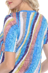 S/S V-Neck Top - Retro Cascade - CARINE