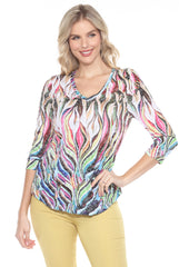 V-Neck Top - Enchanted Flames - CARINE