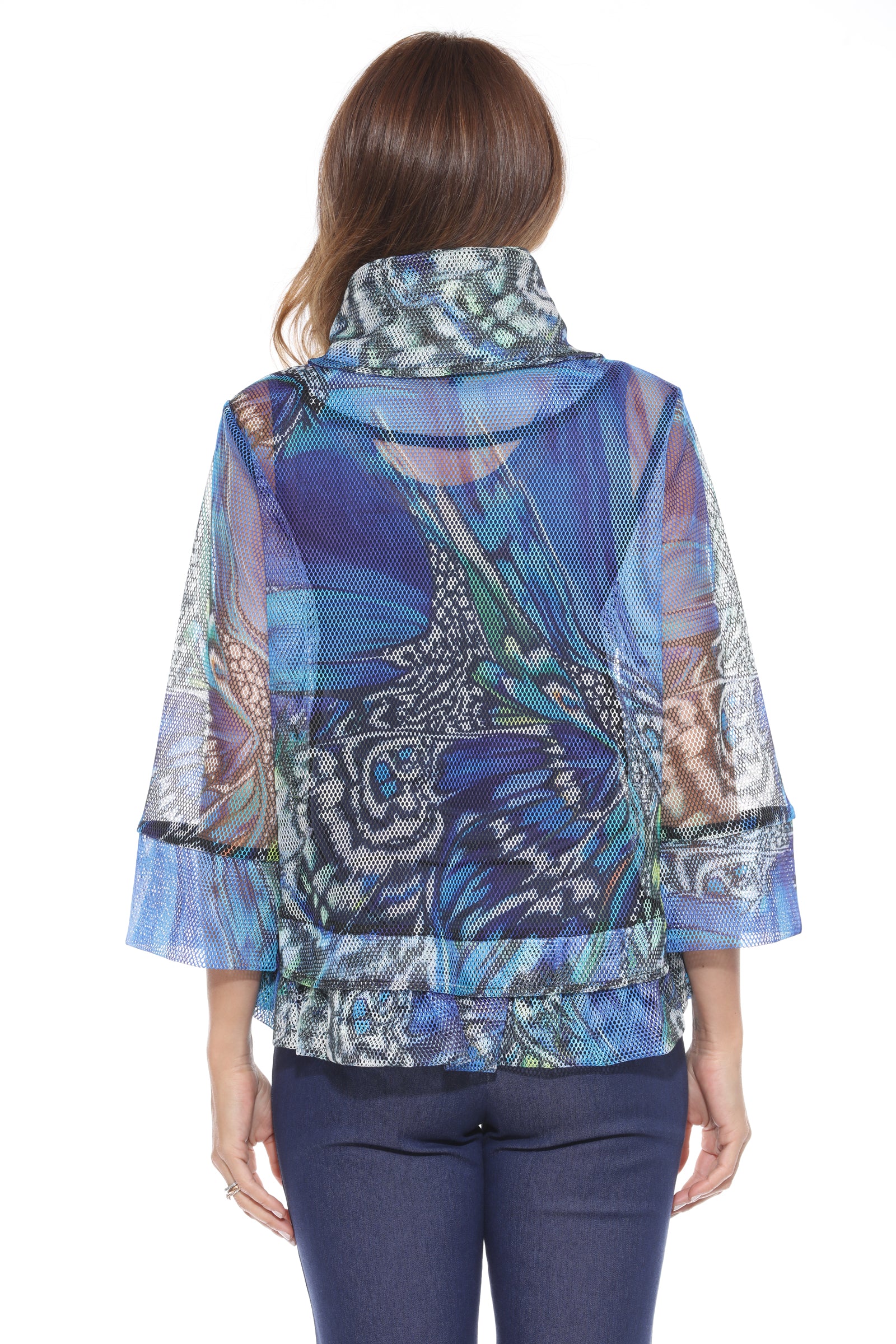 Mesh Zip Jacket - Sapphire Flutter - CARINE