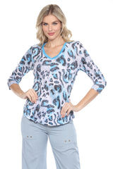 V-Neck Top - Arctic Leopard - CARINE