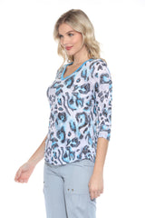 V-Neck Top - Arctic Leopard - CARINE