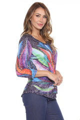 V-Neck Top - Spectrum Bloom - CARINE