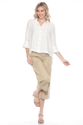 Linen Blend Collared Blouse - CARINE