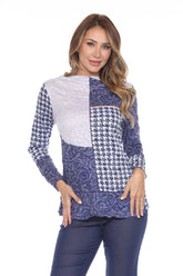 Melinda Top - Blue Houndstooth - CARINE