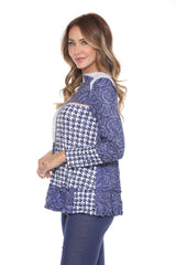Melinda Top - Blue Houndstooth - CARINE