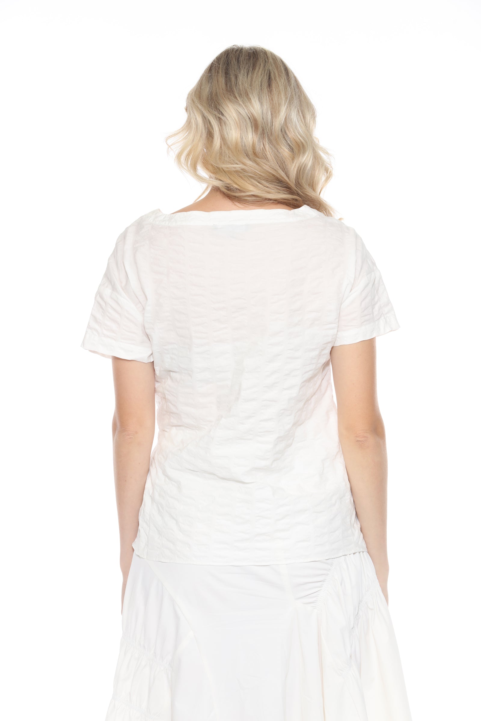Puckered S/S Top w/ Bow Tie - CARINE