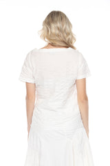 Puckered S/S Top w/ Bow Tie - CARINE