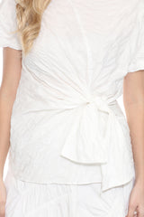 Puckered S/S Top w/ Bow Tie - CARINE